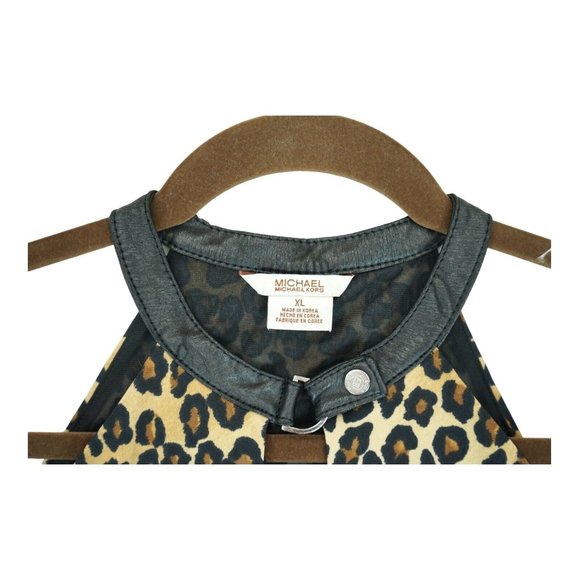 Vintage Michael Kors Tie Dye High Neck Key Hole Leopard Print Size XL - Picture 3 of 4